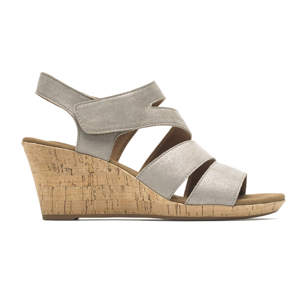 Rockport Sandaler Dame Grå - Briah Strappy Wedge Comfort - ULFH83672